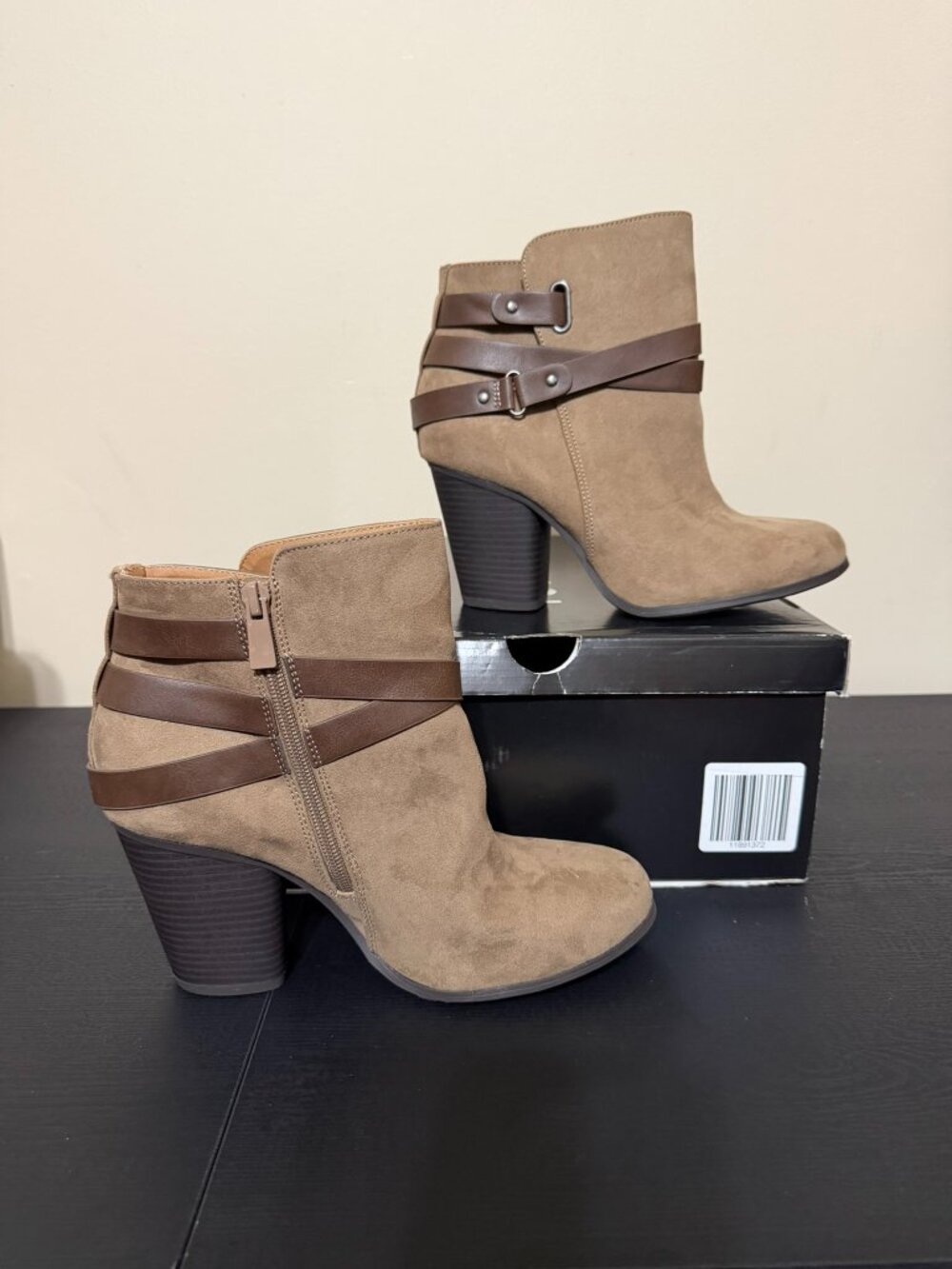Taupe Faux Suede Strappy Bootie (WW)